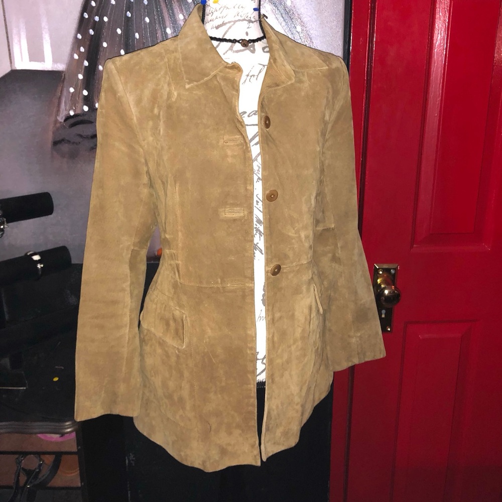 EUC Caslon genuine suede coat w/functional pockets